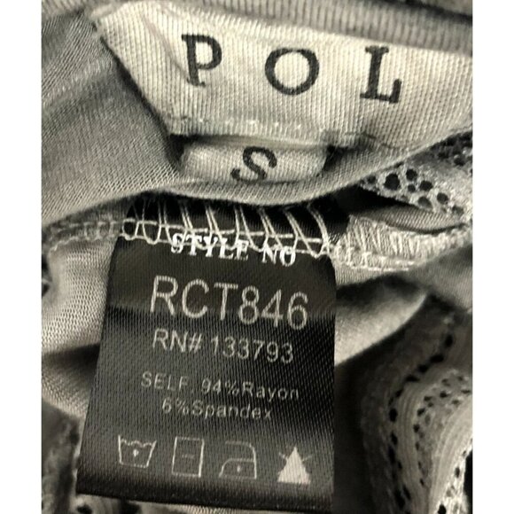 POL Tunic Women Small Gray Sleeveless Tie Ruffle V Neck Lace Flowy Boho - Picture 5 of 6